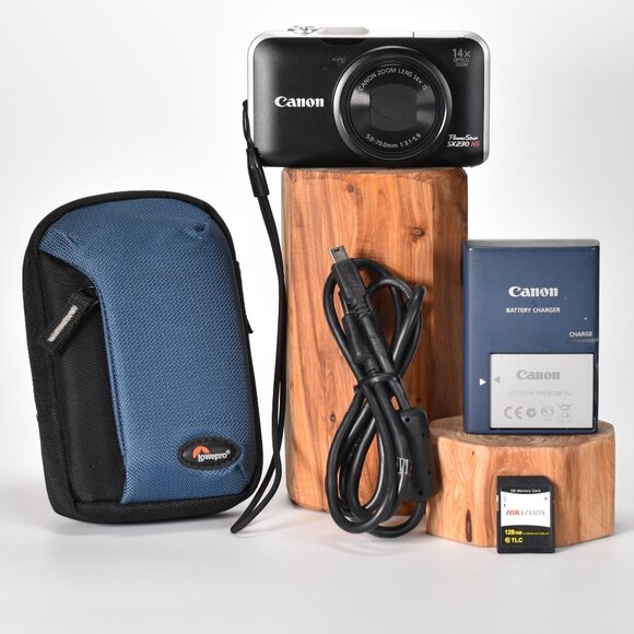 Canon Powershot SX230 HS Digital Camera 12.1MP 14x Zoom HD Video GPS 128GB SD - Picture 1 of 16